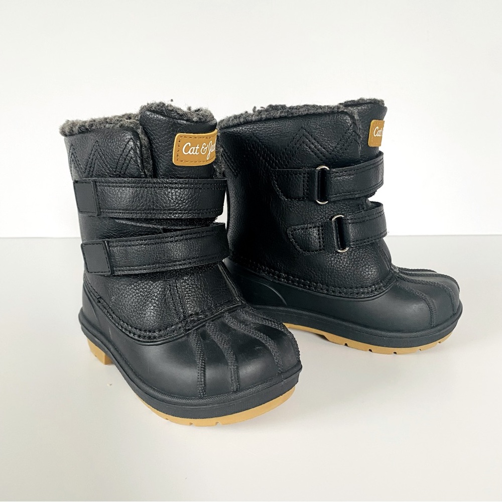 Cat & Jack Toddler Snow Boots Black & Tan Gender Neutral Baby Winter Boot Size 7